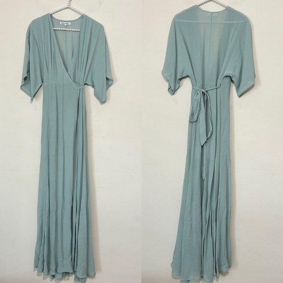 Reformation Winslow Wrap Celadon Green Maxi Dress SZ SMALL - Picture 5 of 11